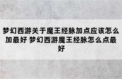 梦幻西游关于魔王经脉加点应该怎么加最好 梦幻西游魔王经脉怎么点最好